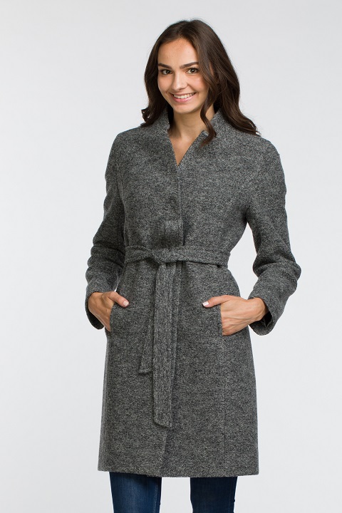 Молодежное пальто из вареной шерсти О-851 - средней длины, цвет серый,голубой,васильковый,фуксия