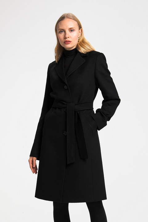 Однобортное классическое пальто О-853 - средней длины, цвет синий,черный,бежевый