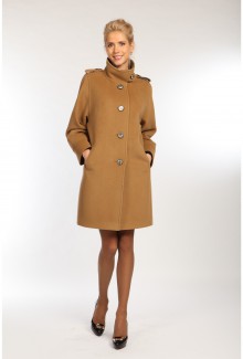 Женское демисезонное пальто О-685 - средней длины, цвет синий,песочный
