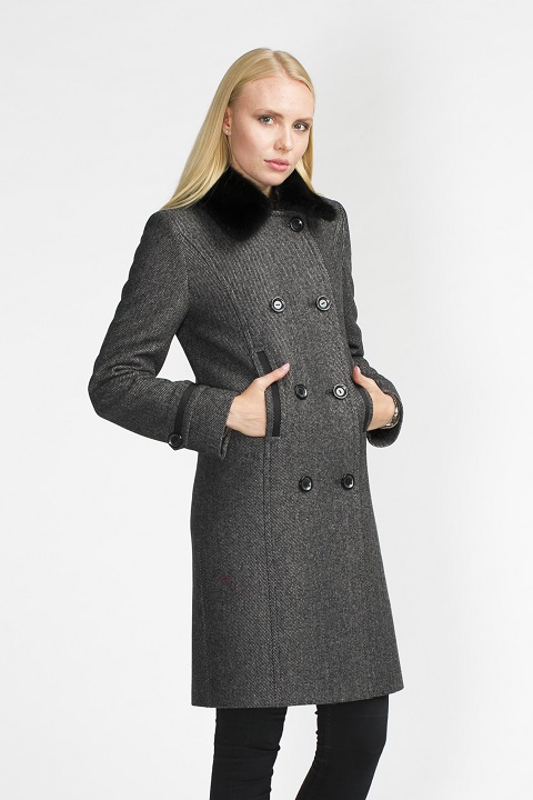 Женское зимнее пальто О-928 - средней длины, цвет серый