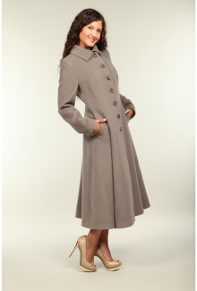 Романтическое женское пальто О-506 - длинное, цвет черный,какао