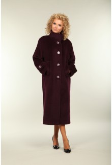 Уютное женское пальто О-515 - длинное, цвет коричневый