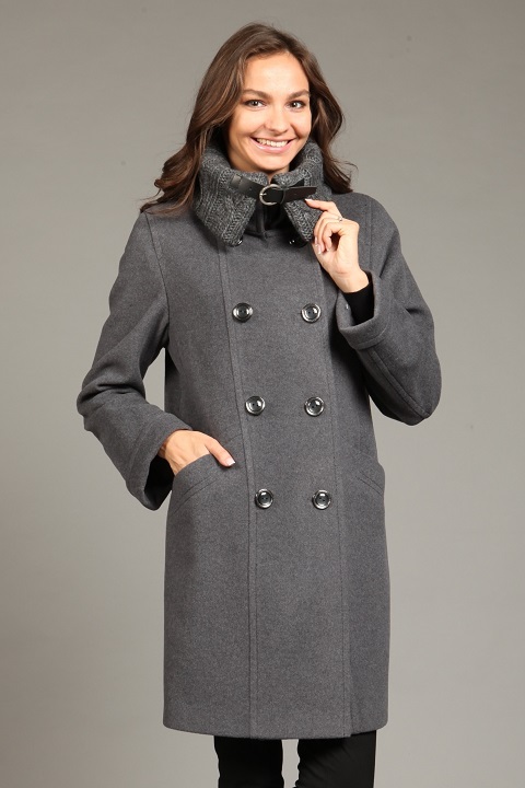 Женское демисезонное пальто О-591 - средней длины, цвет серый