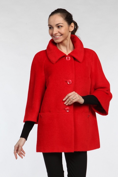 Женское демисезонное пальто О-605 - короткоеполупальто, цвет белый,красный,черный