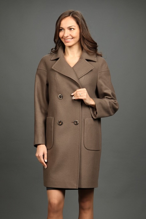 Стильное женское пальто О-738 - средней длины, цвет красный