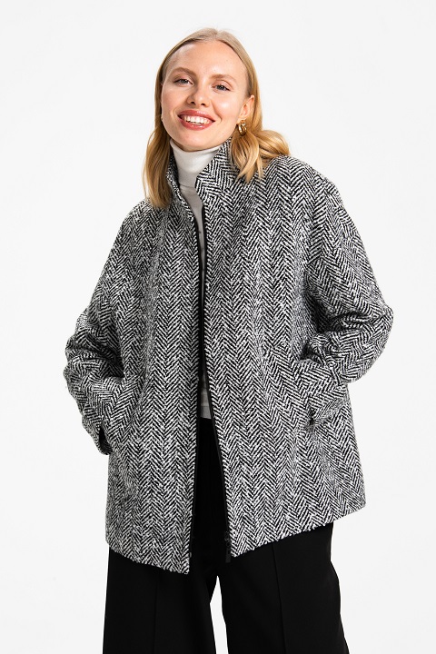 Куртка женская О-768 - короткое, цвет черный,коричневый,черно-белый