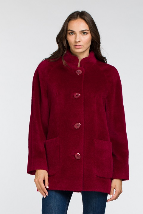 Женское демисезонное пальто О-840 - короткоеполупальто, цвет розовый