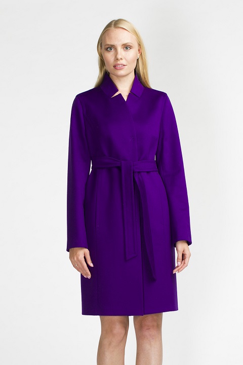Стильное молодежное пальто О-851 - средней длины, цвет фиолетовый