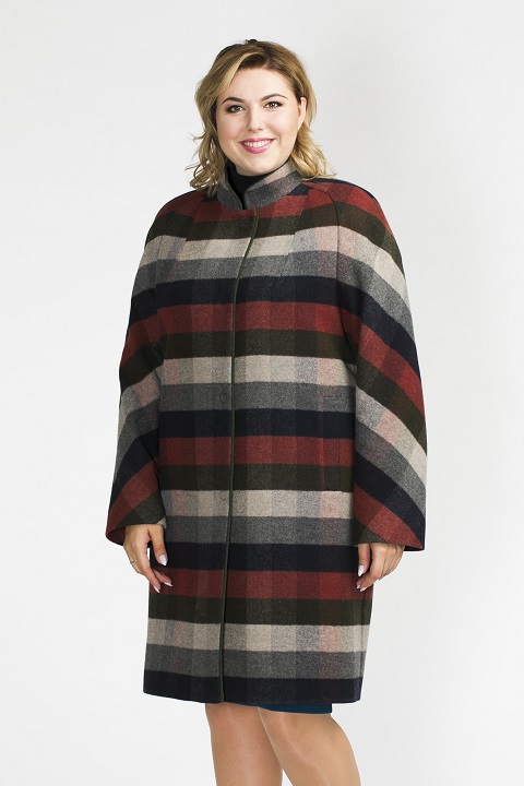 Пальто женское демисезонное О-859 - средней длины, цвет мультиколор