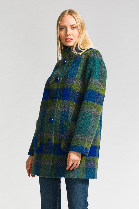 Укороченное пальто О-882 - короткое, цвет мультиколор