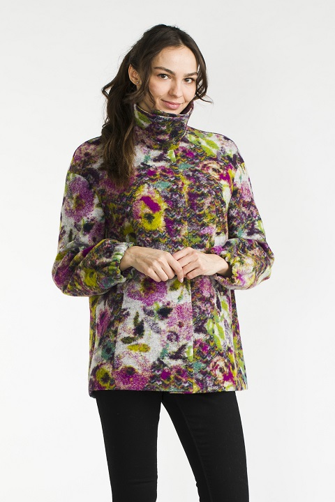 Женская весенняя куртка О-890 - полупальто, цвет мультиколор