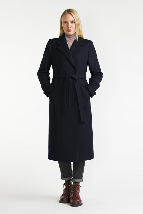 Пальто женское О-916 - длинное, цвет синий