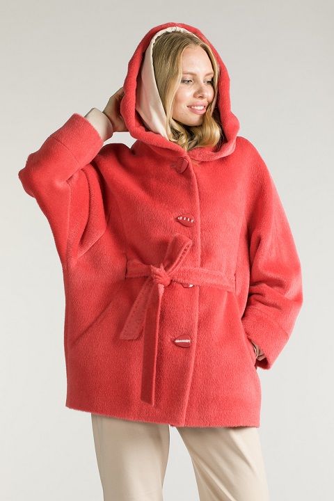 Коралловая курточка О-951 - короткоеполупальто, цвет розовый