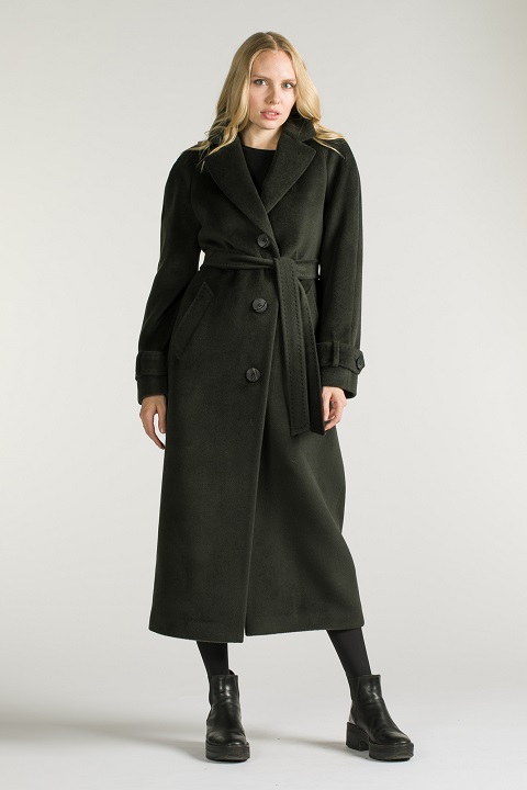 Длинное пальто зелёного цвета О-953 - длинное, цвет синий,черный,зеленый,коричневый