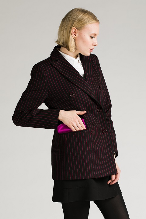 Двубортный пиджак О-962 - короткоеполупальто, цвет черный
