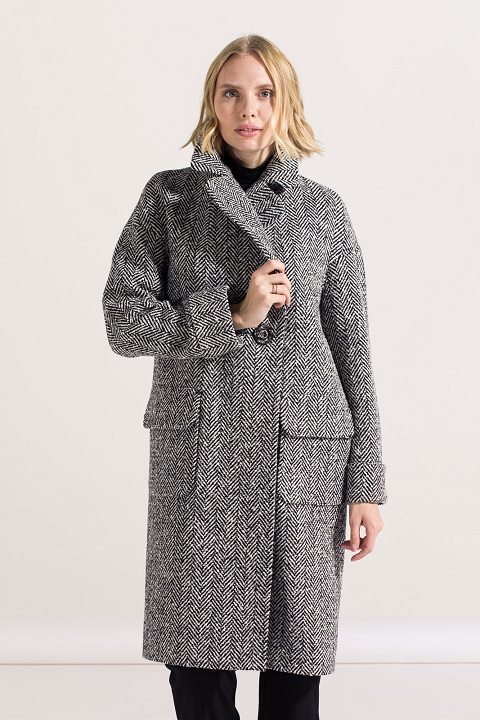 Пальто оверсайз О-970 - средней длины, цвет серый,коричневый