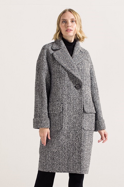 Пальто оверсайз О-970 - средней длины, цвет серый,коричневый