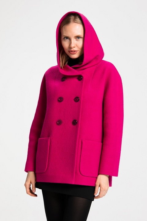 Куртка из варёной шерсти О-984 - короткое, цвет белый,красный,бежевый,какао,розовый,фуксия