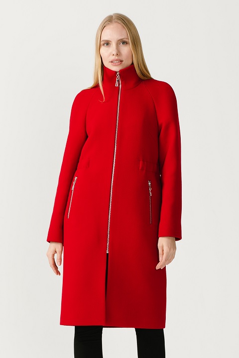 Пальто на молнии спортивного стиля О-996 - средней длины, цвет красный,черный,серый