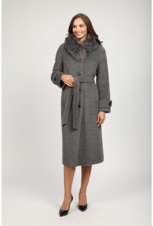Женское зимнее пальто О-827 - длинное, цвет серый