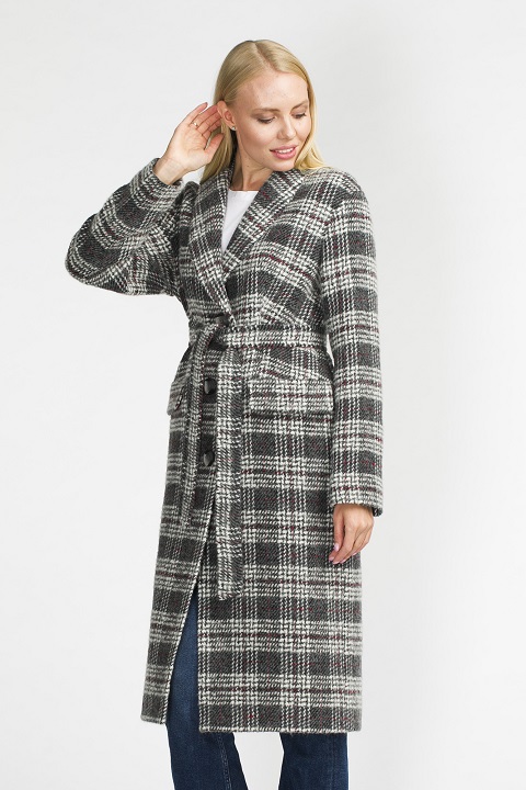 Женское утепленное пальто О-933 - длинное, цвет серый