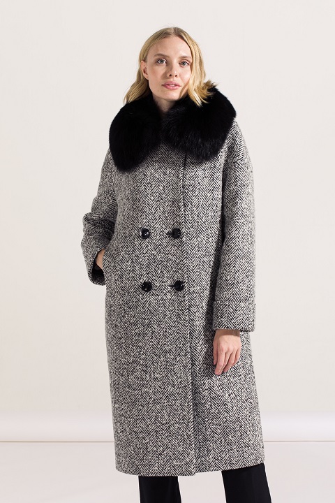 Утеплённое оверсайз пальто О-978 - средней длины, цвет серый